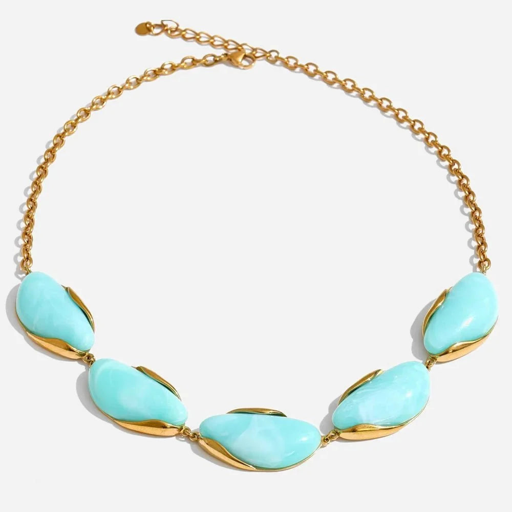 Stone-Style Statement Necklace in Gold-Tone