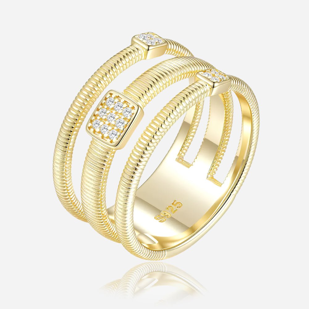 Triple Wrap Crystal-Style Accent Ring in Gold-Tone