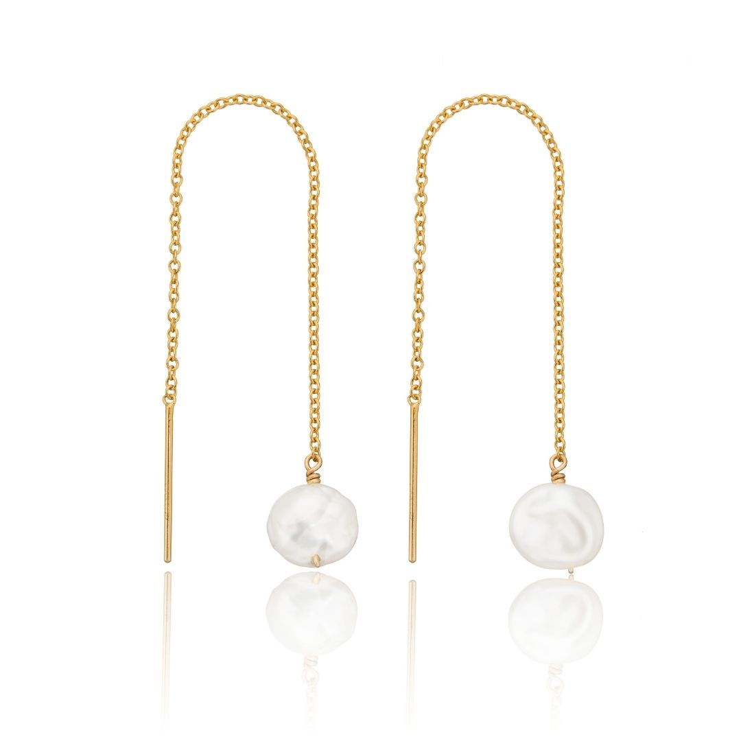Gold-Tone Pearl-Style Ear Threader Earrings