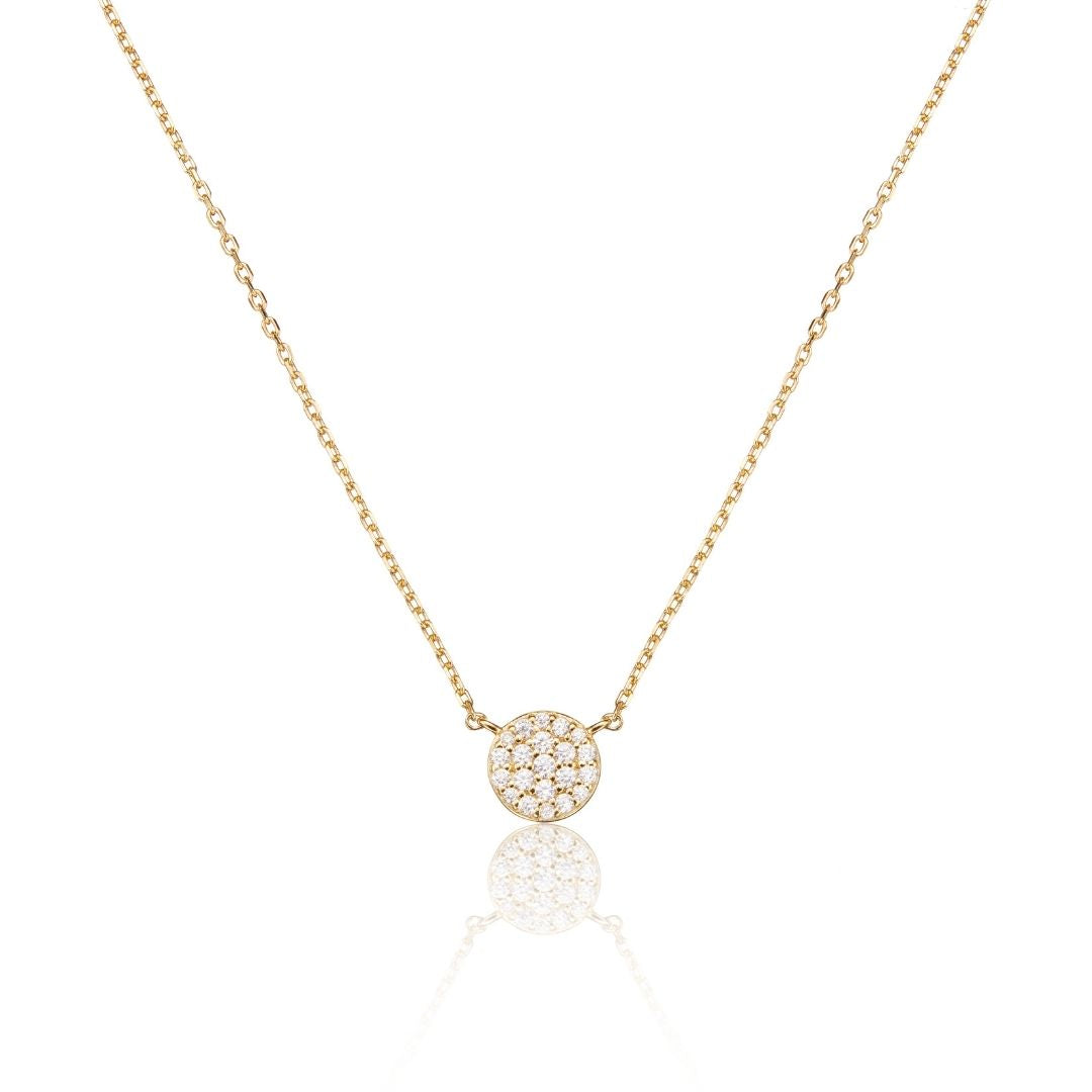 Gold-Tone Crystal-Style Cluster Circle Necklace