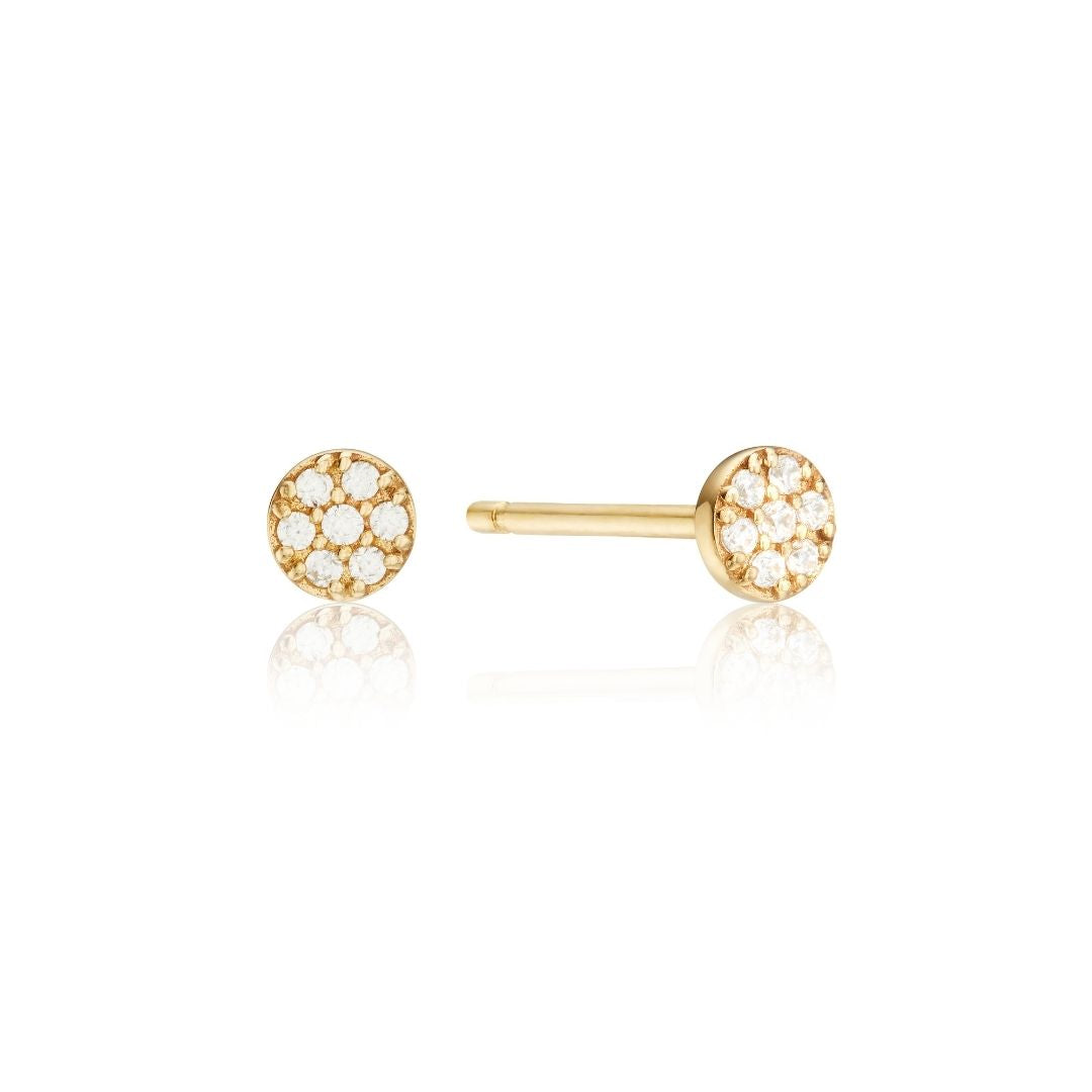Gold-Tone Crystal-Style Cluster Circle Stud Earrings