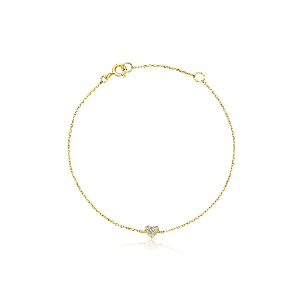 Gold-Tone Crystal-Style Cluster Heart Bracelet