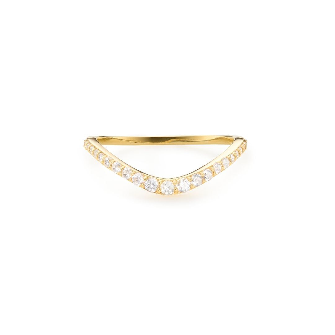 Gold-Tone Crystal-Style Curved Ring