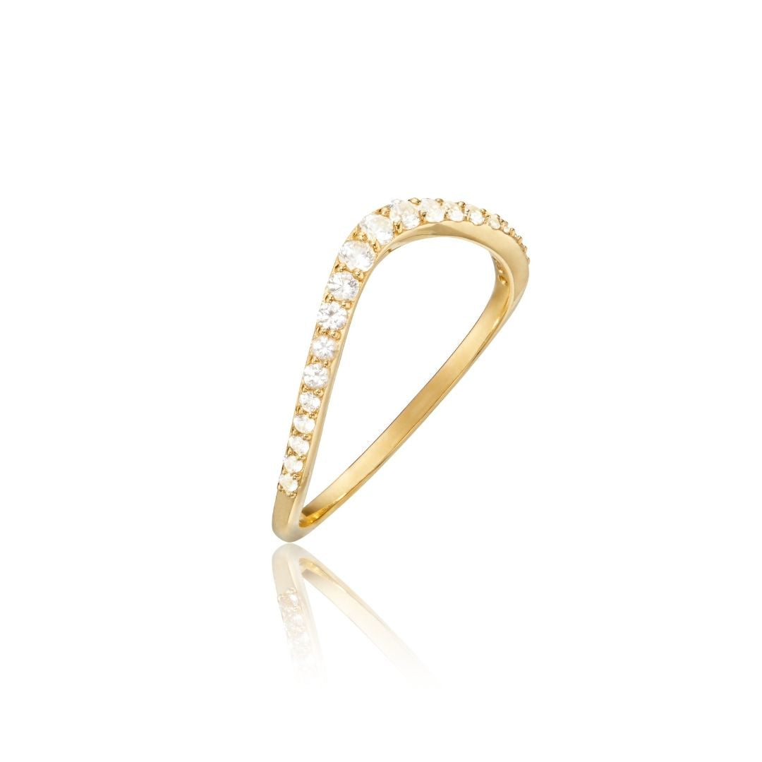 Gold-Tone Crystal-Style Curved Ring