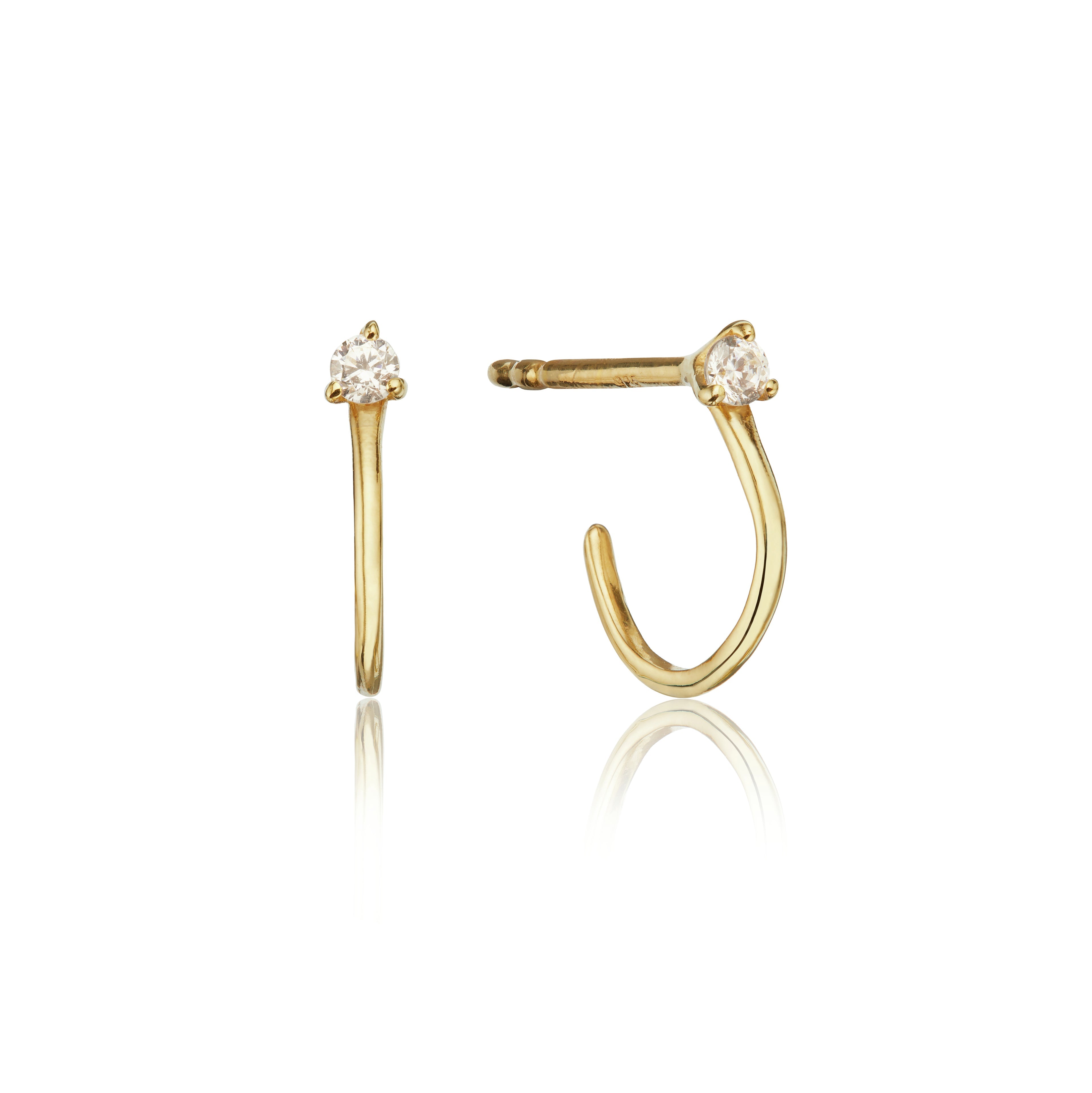 Gold-Tone Crystal-Style Lobe Hoop Stud Earrings