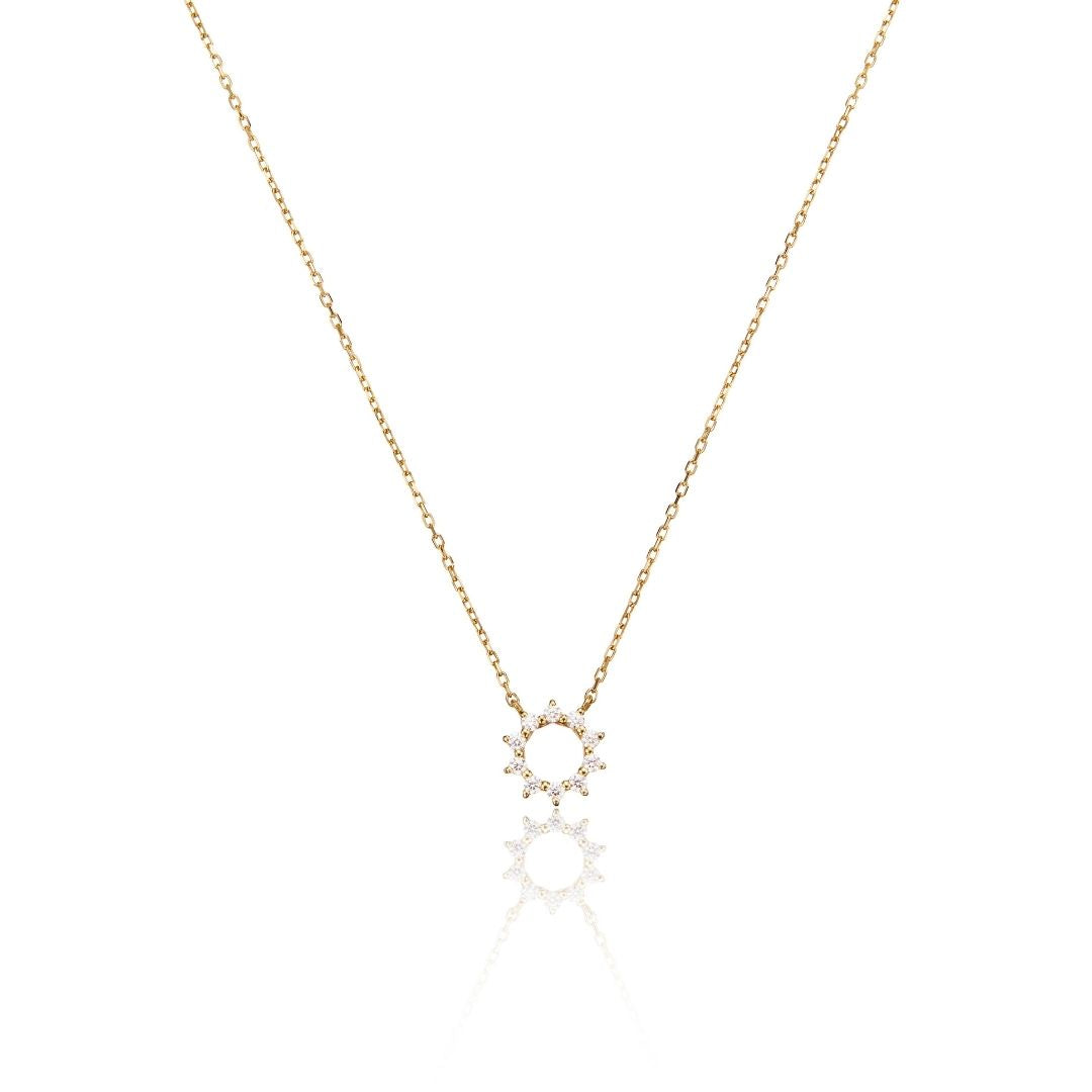 Gold-Tone Crystal-Style Sun Necklace