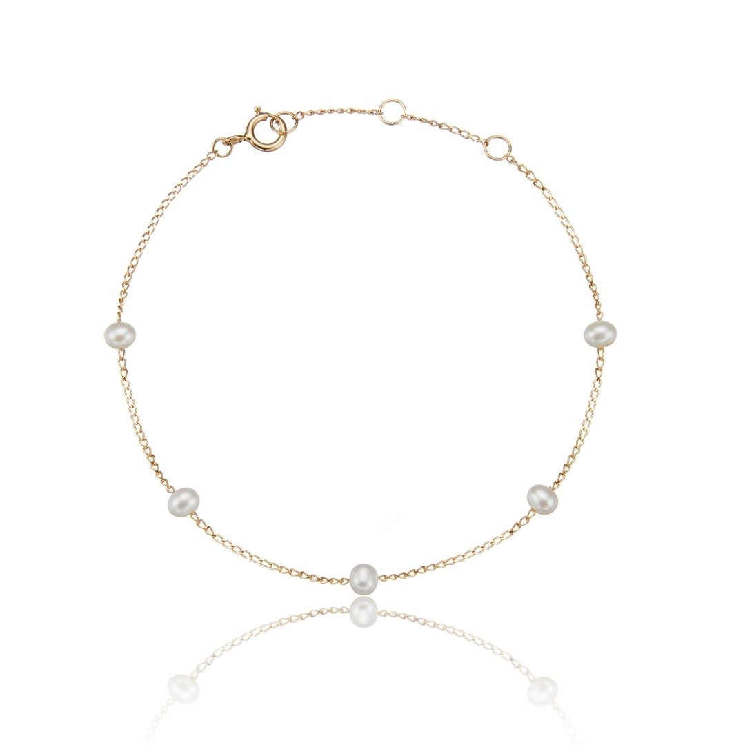 Gold-Tone Five Small Pearl-Style Bracelet