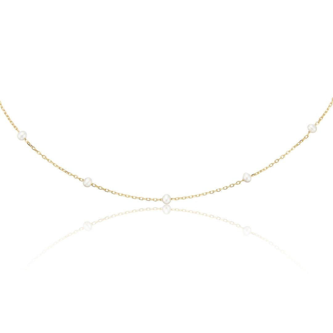 Gold-Tone Five Small Pearl-Style Necklace