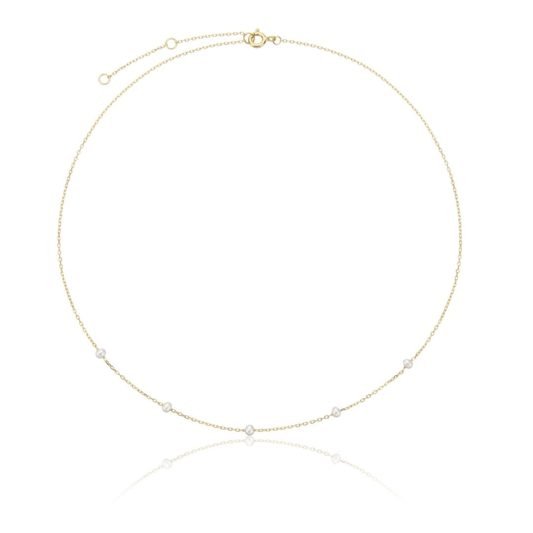 Gold-Tone Five Small Pearl-Style Necklace
