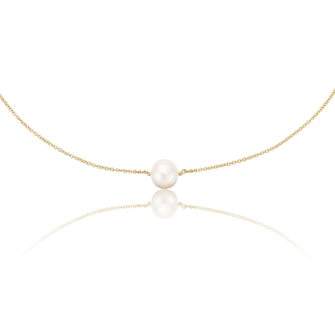 Gold-Tone Medium Single Pearl-Style Choker Necklace