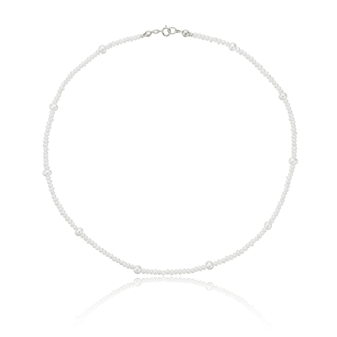 Silver-Tone Multi Pearl-Style Choker Necklace