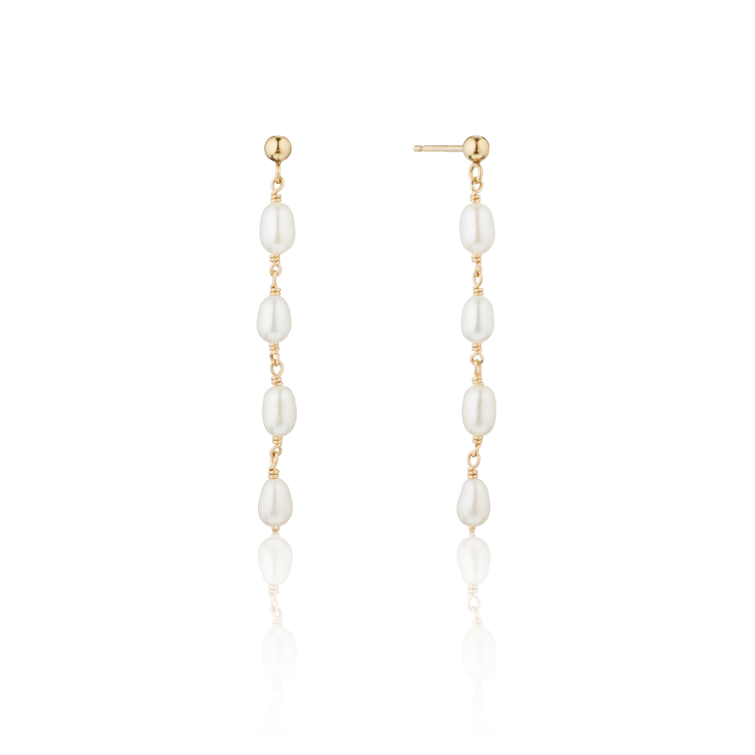 Gold-Tone Four Pearl-Style Drop Earrings
