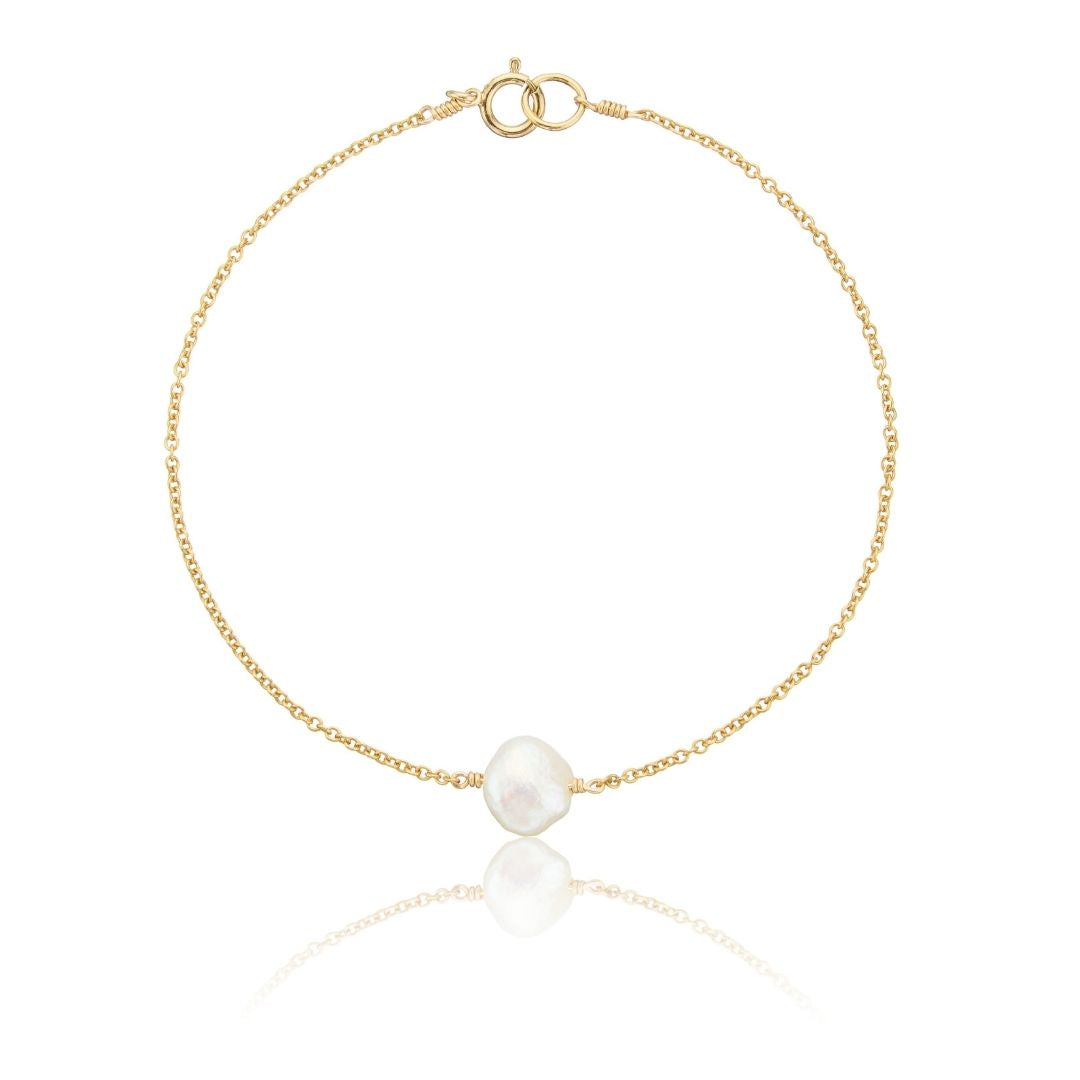 Gold-Tone Single Pearl-Style Bracelet