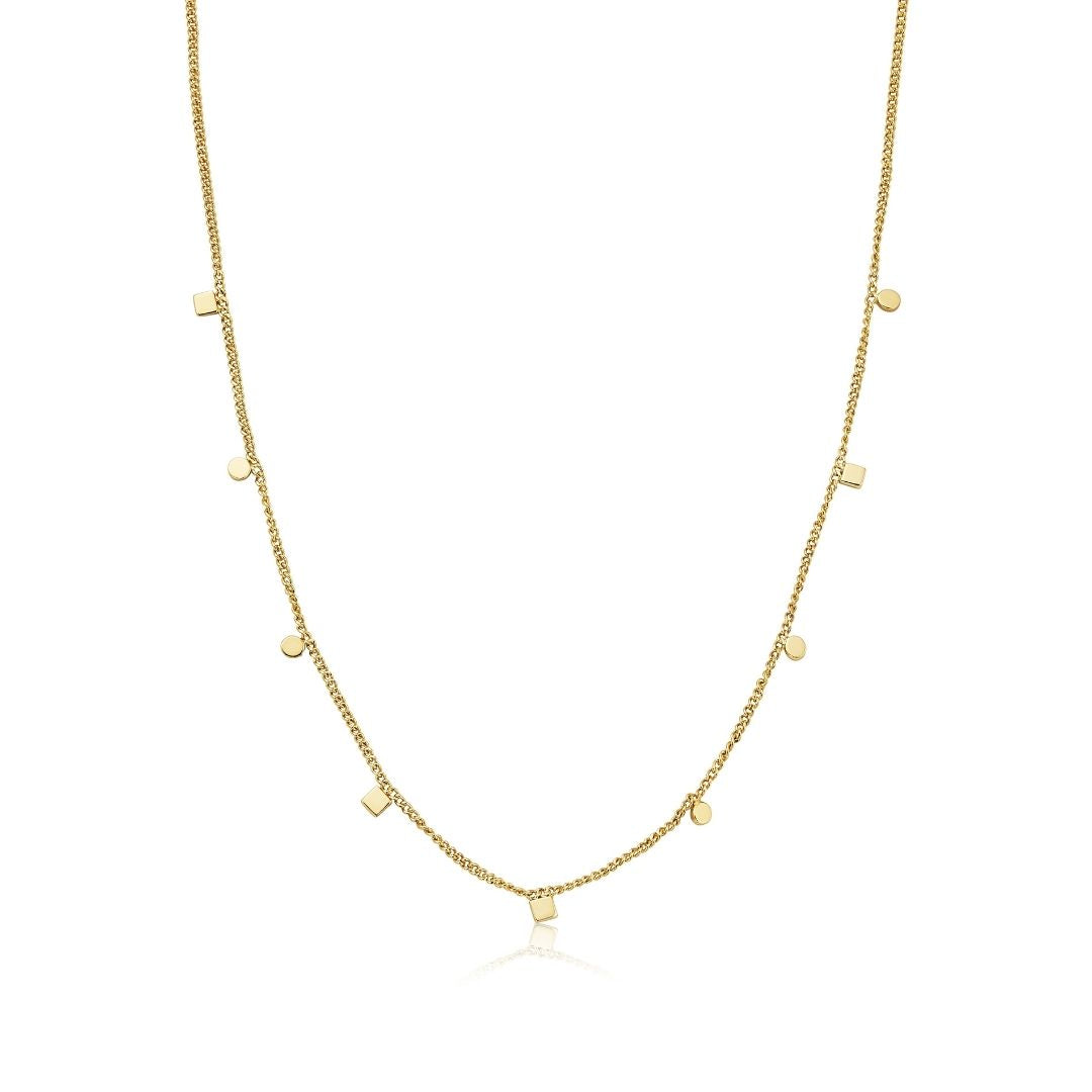 Gold-Tone Square and Circle Charm Necklace