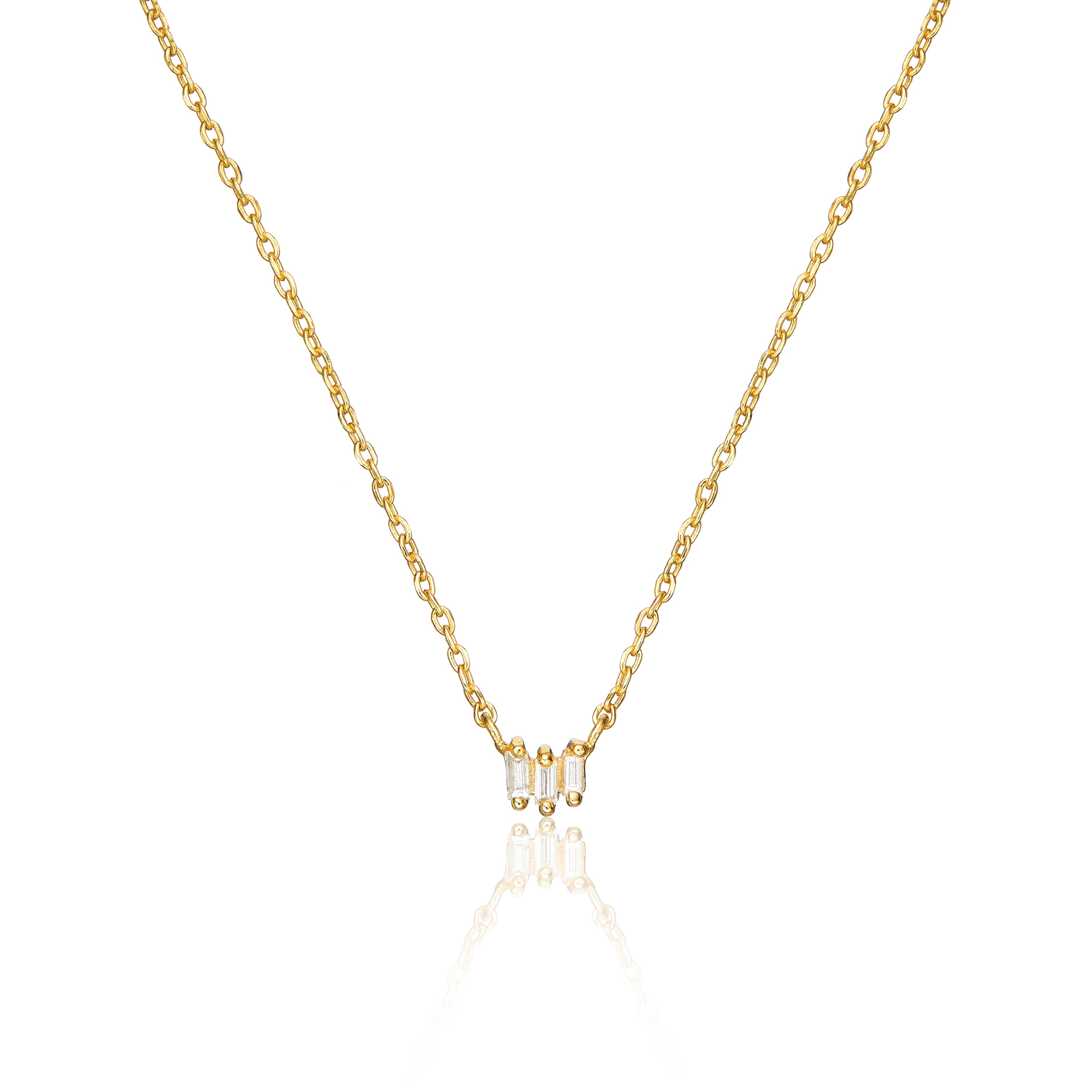 Gold-Tone Triple Baguette Crystal-Style Necklace