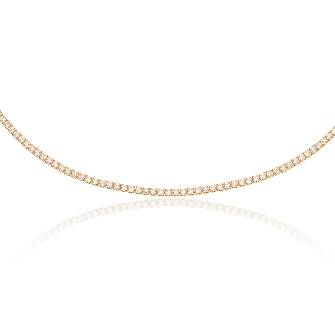 Gold-Tone Crystal-Style Tennis Necklace