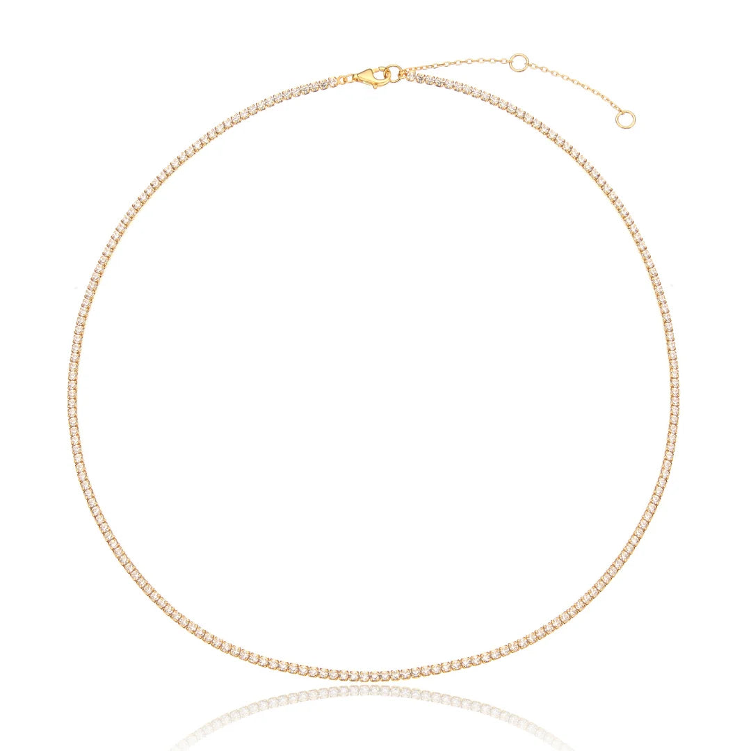 Gold-Tone Crystal-Style Tennis Necklace