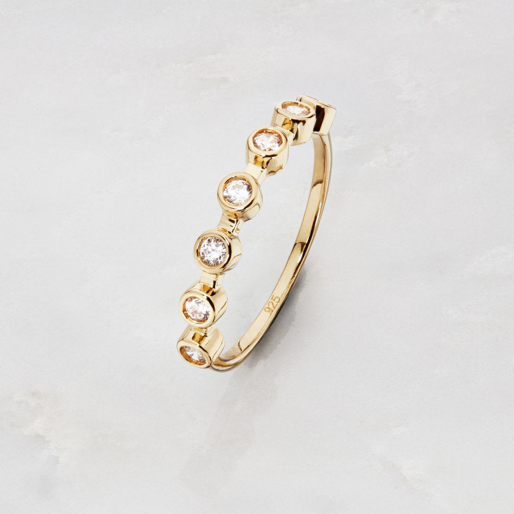 Gold-Tone Crystal-Style Round Eternity Ring