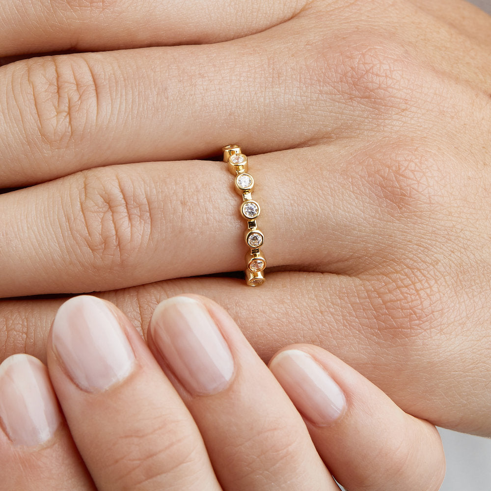 Gold-Tone Crystal-Style Round Eternity Ring