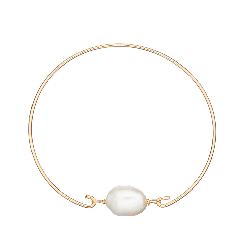 Gold Large Pearl Bangle