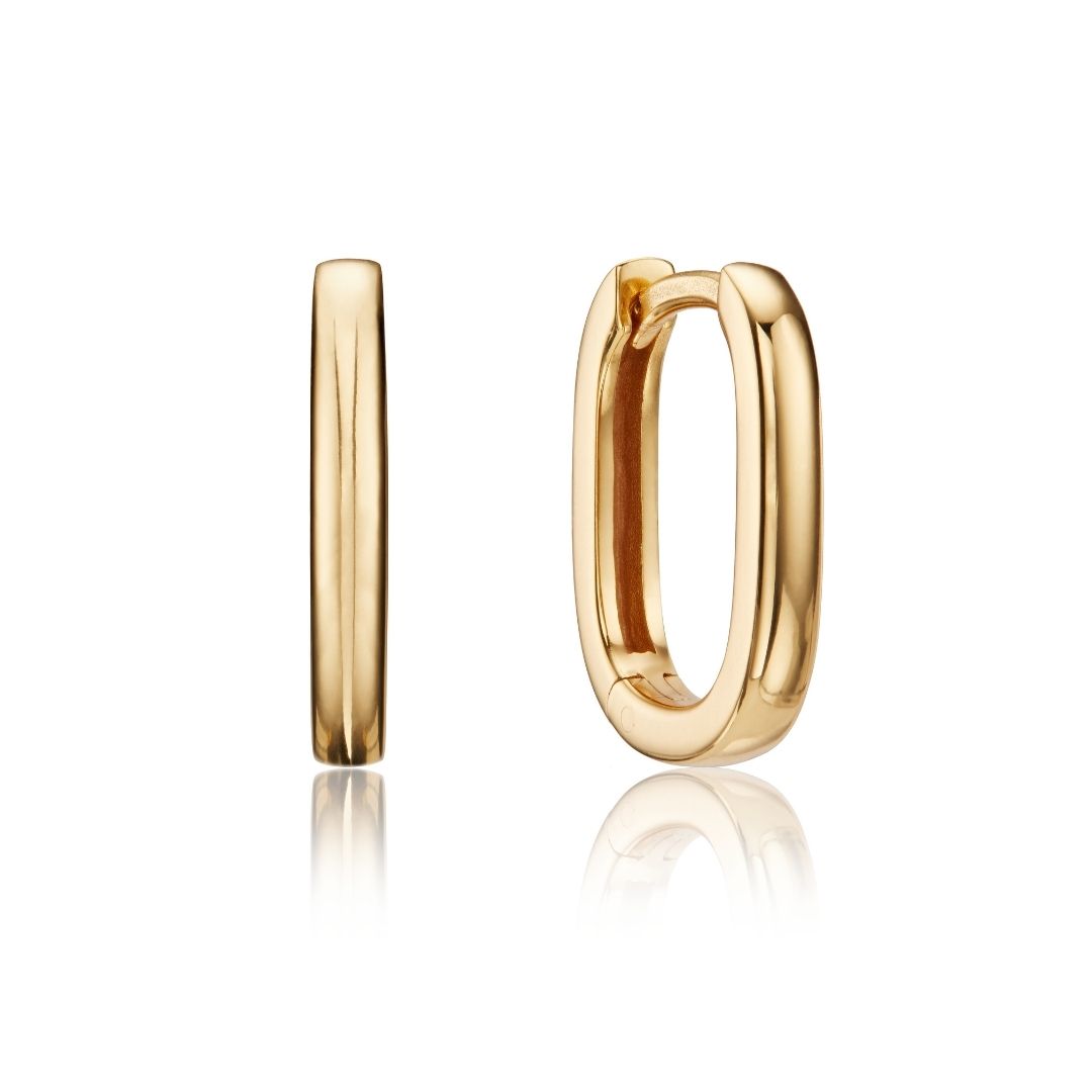 Gold-Tone Thin Rectangle Hoop Earrings