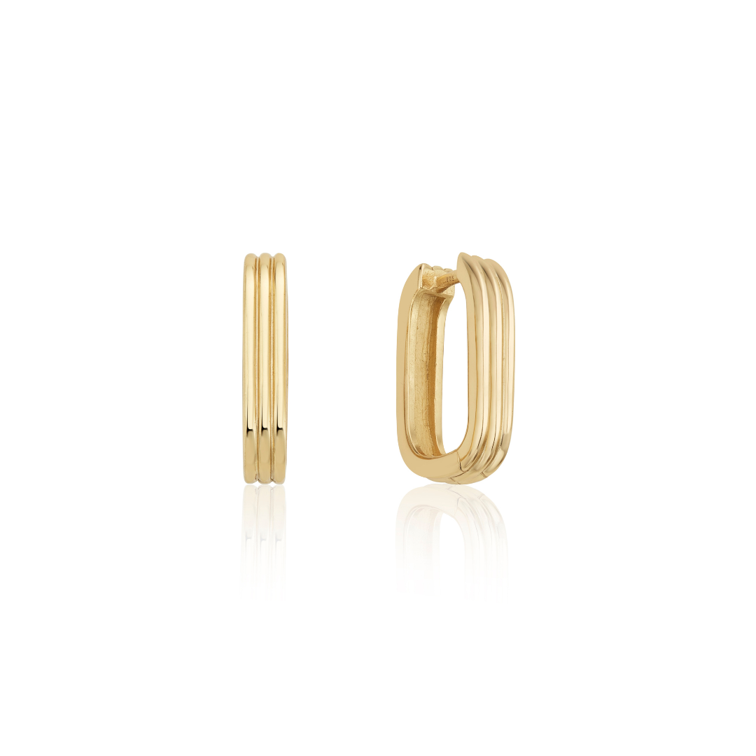 Gold-Tone Ribbed Hoop Earrings