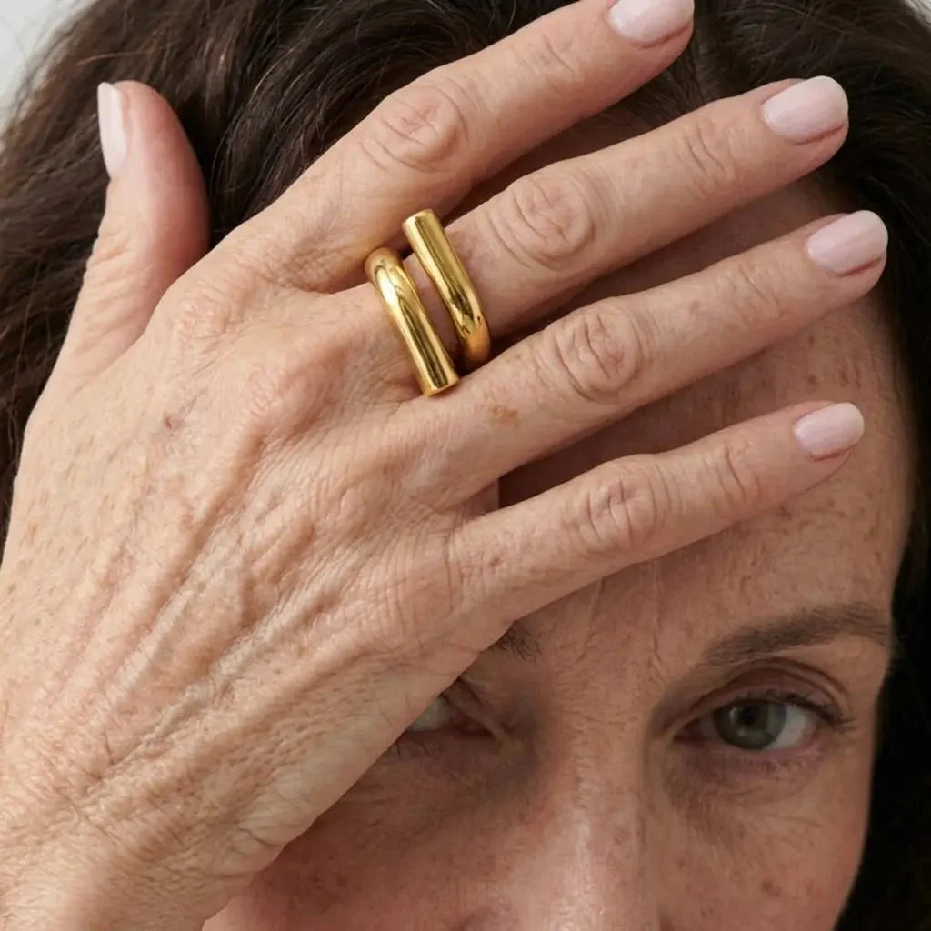 Gossamer Crystal-Style Adjustable Ring in Gold-Tone & Silver-Tone