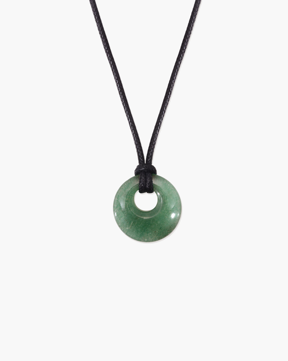 Green Crystal-Style Donut Pendant Cord Necklace