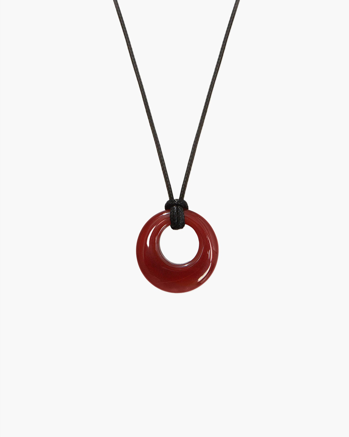 Green Crystal-Style Donut Pendant Cord Necklace