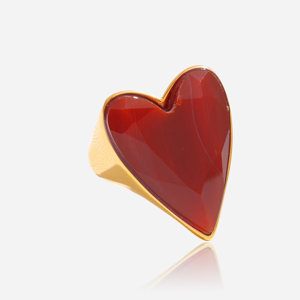 Heartfire Red Crystal-Style Heart Statement Ring in Gold-Tone