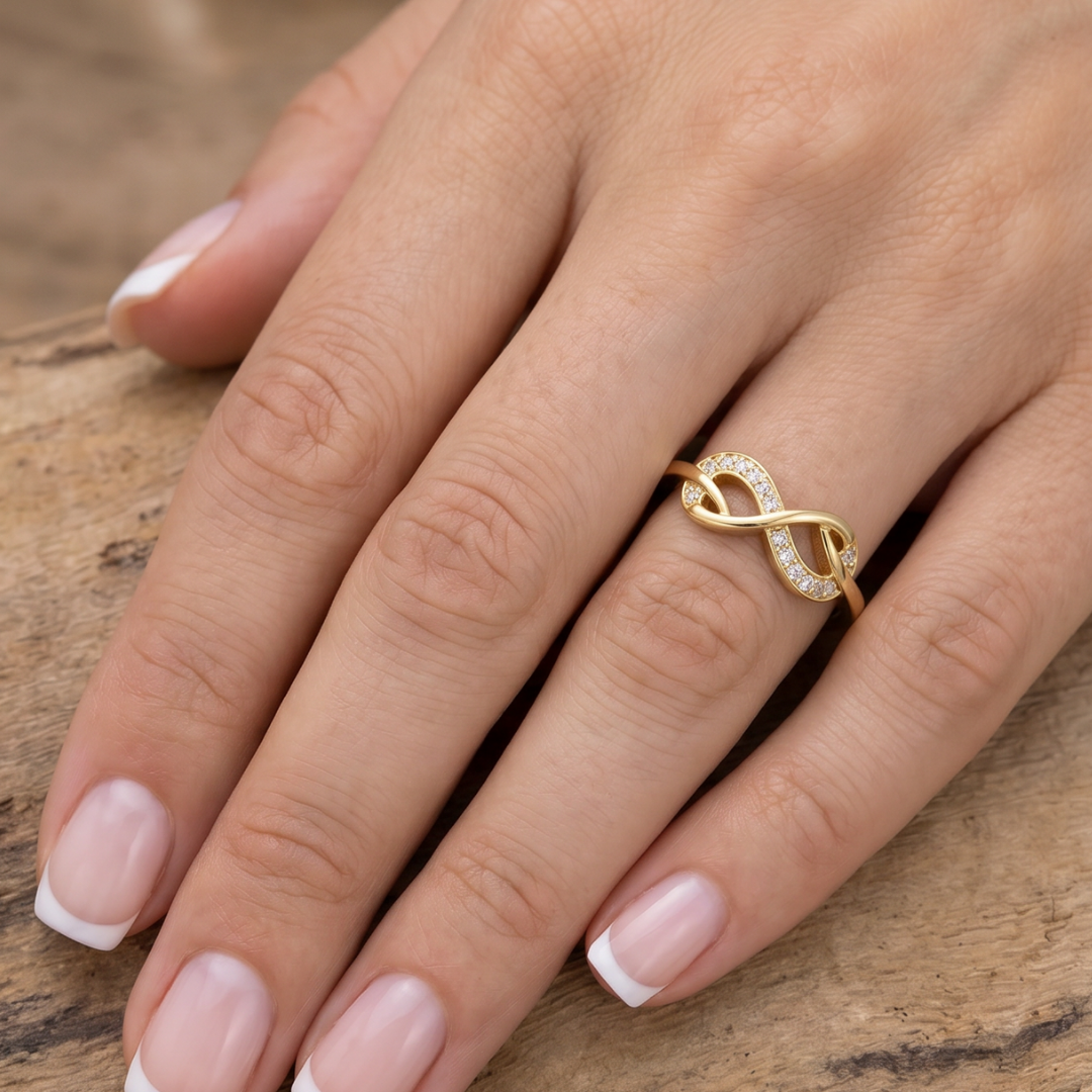 Infinity Gold-Tone Crystal-Style Ring