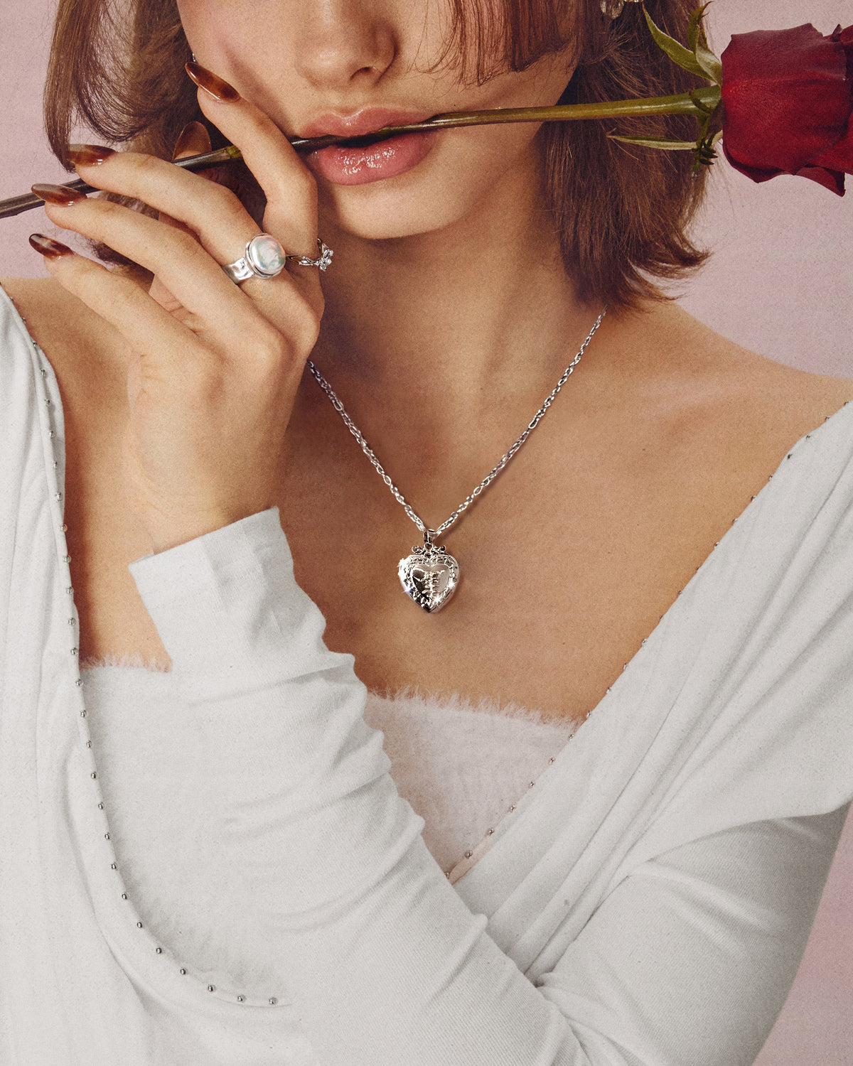 Isabela Heart Locket Necklace in Silver-Tone & Gold-Tone