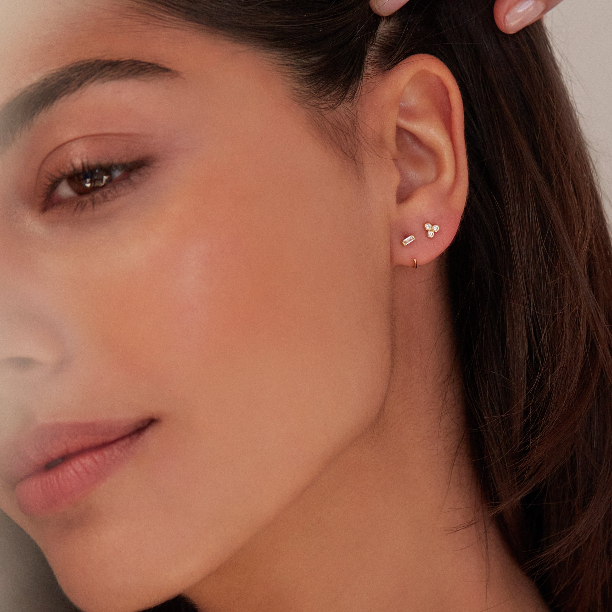 Silver-Tone Crystal-Style Pyramid Stud Earrings