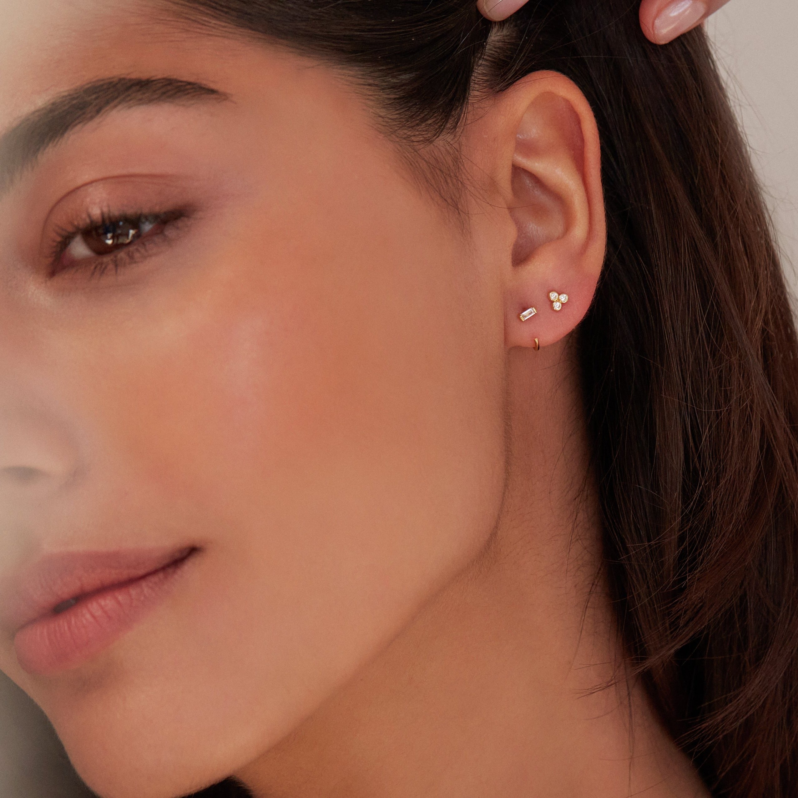 Gold-Tone Crystal-Style Pyramid Stud Earrings