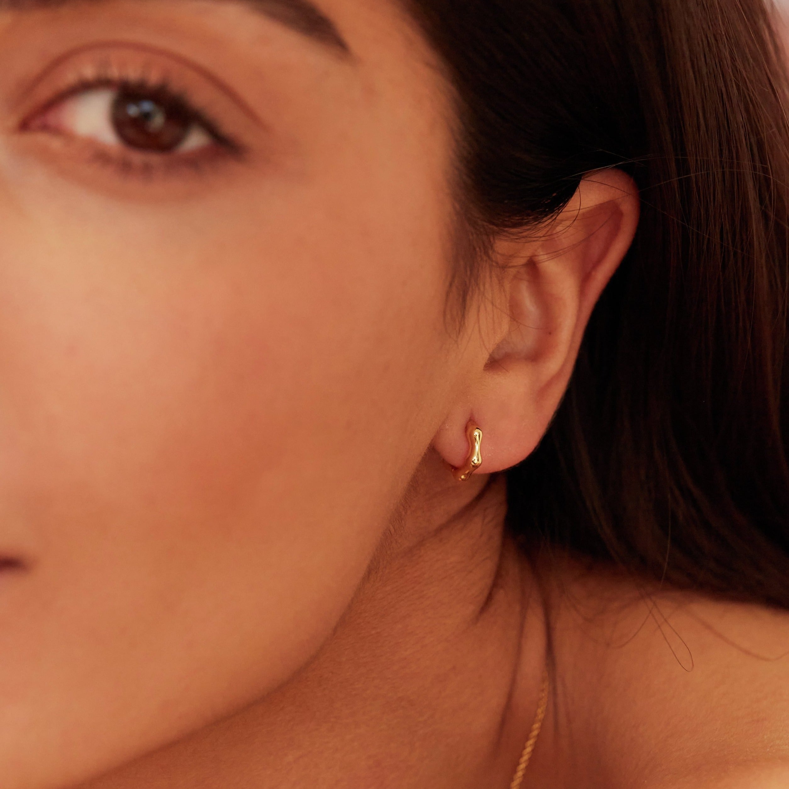 Gold-Tone Molten Huggie Hoop Earrings