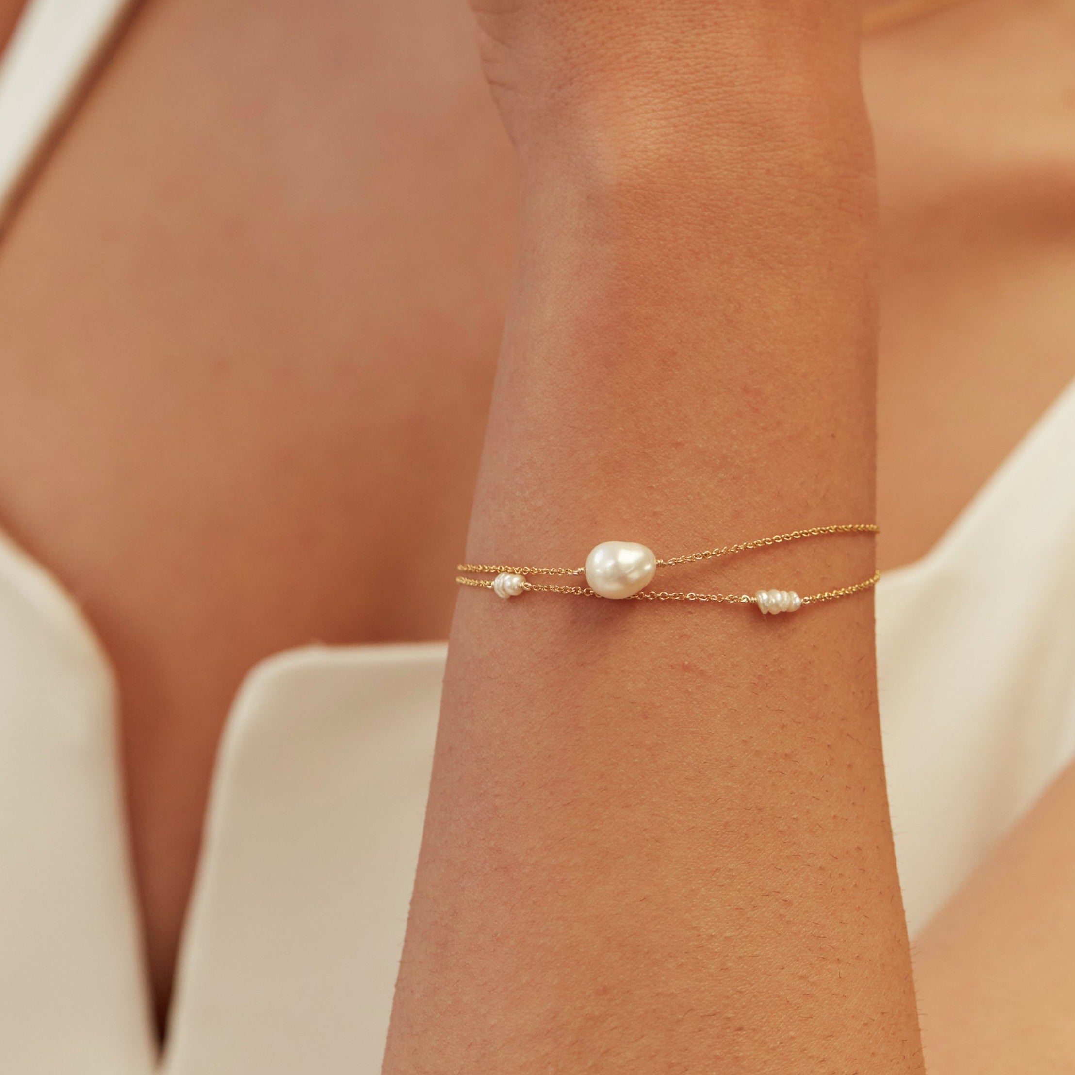 Gold-Tone Large Pearl-Style Bracelet