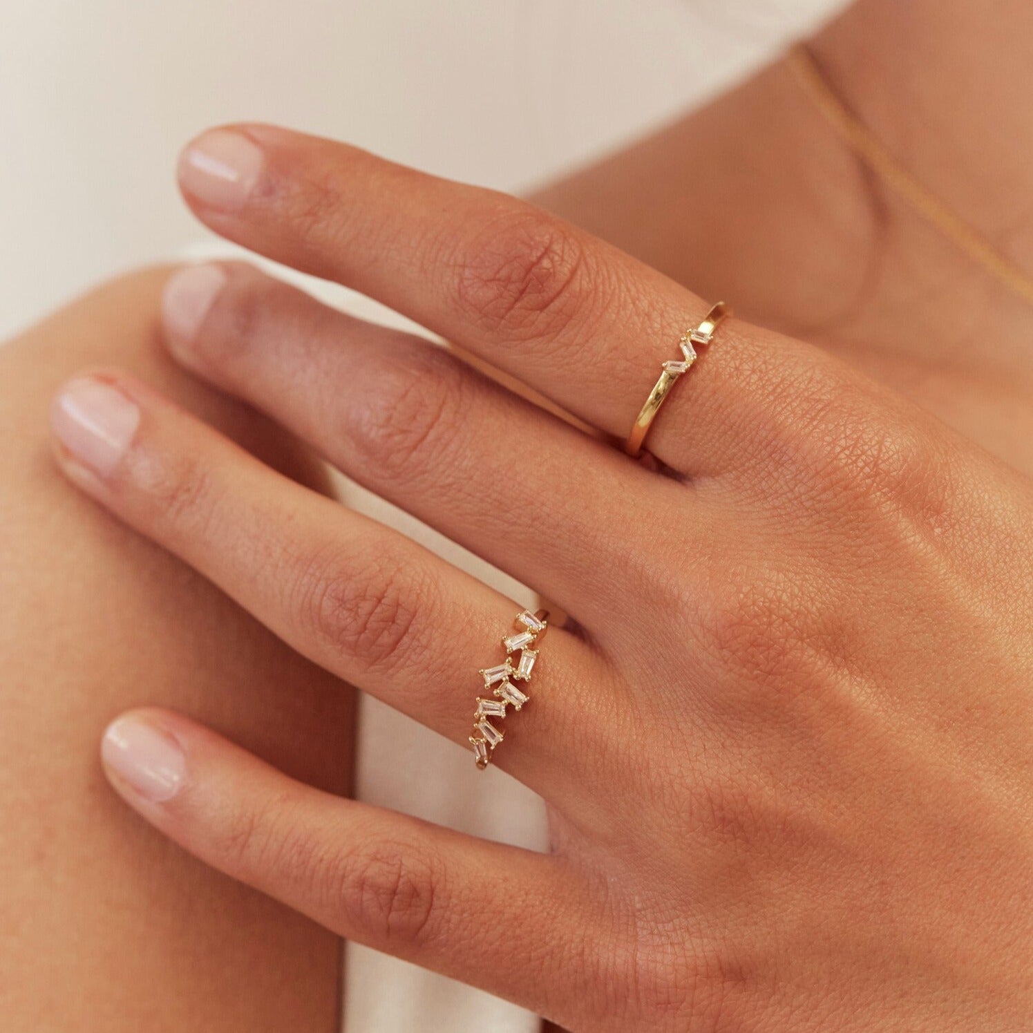 Gold Diamond Style Baguette Ring