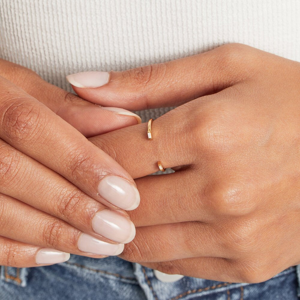 Silver-Tone Crystal-Style Baguette Gap Ring