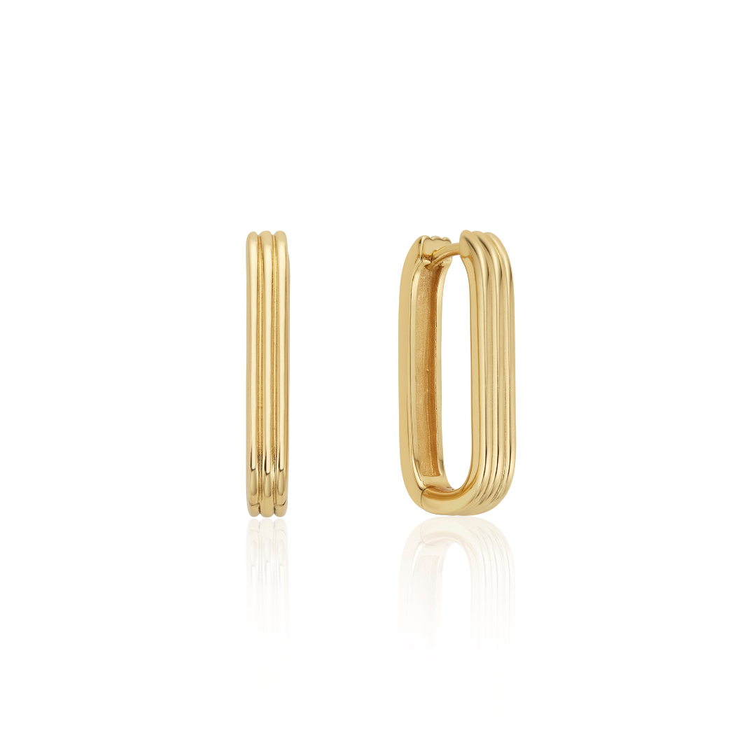 Gold-Tone Large Ribbed Hoop Earrings