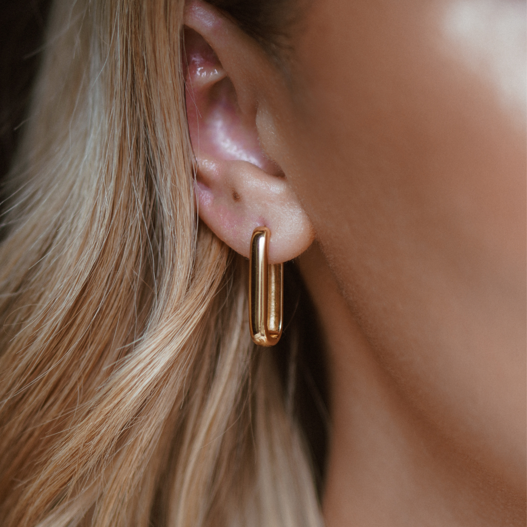 Gold-Tone Large Plain Hoop Earrings