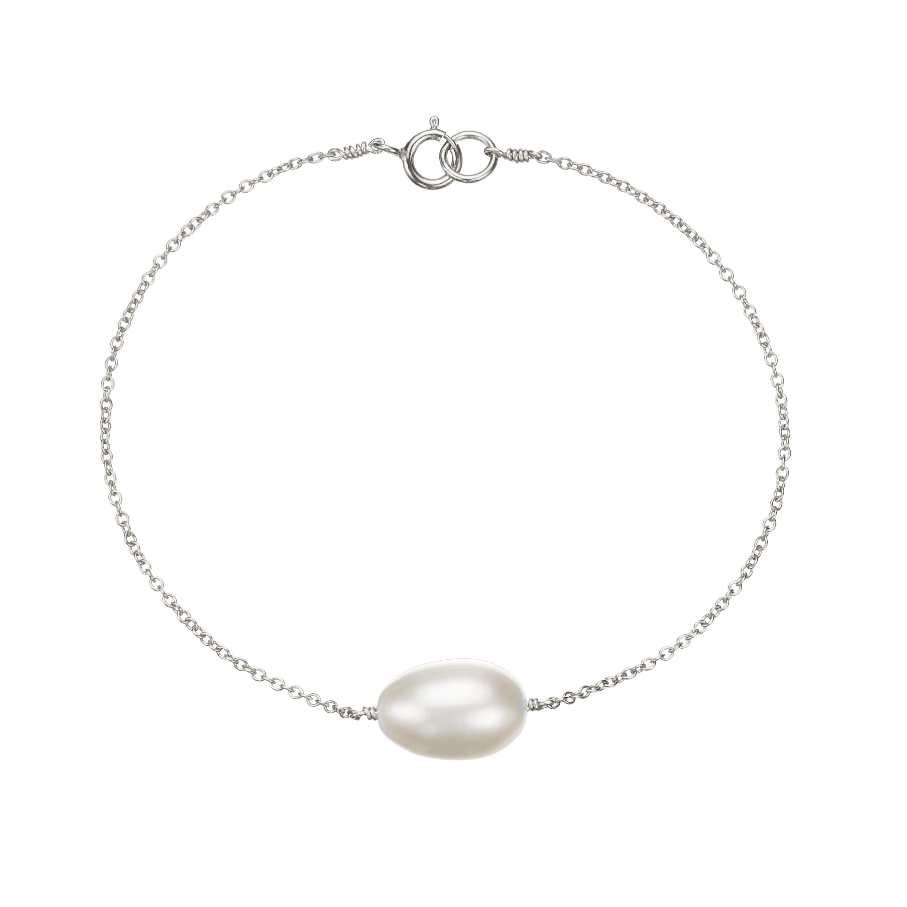 White Gold-Tone Large Pearl-Style Bracelet