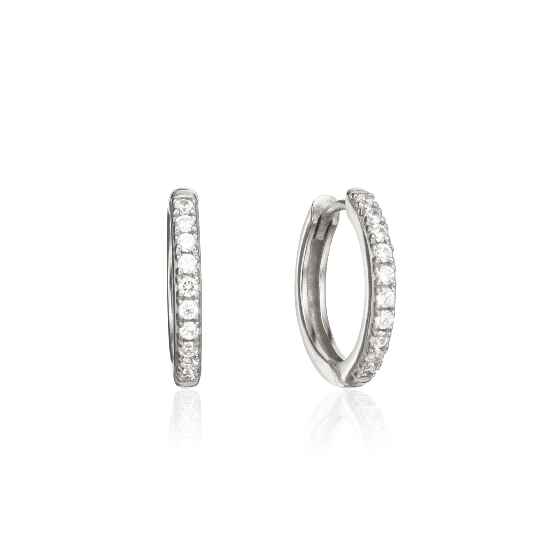 White Gold-Tone Crystal-Style Large Hoop Earrings