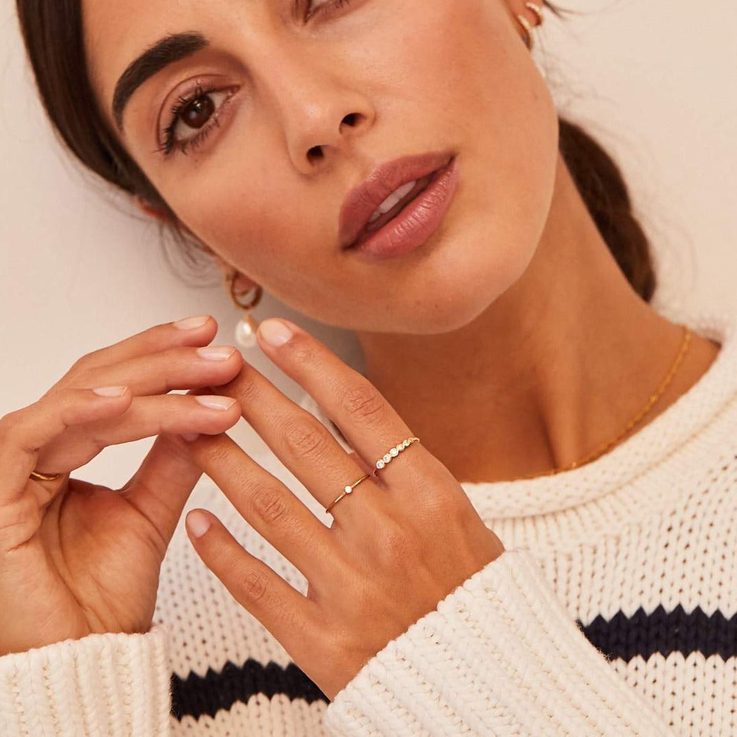 Gold-Tone Graduated Crystal-Style Stacking Ring