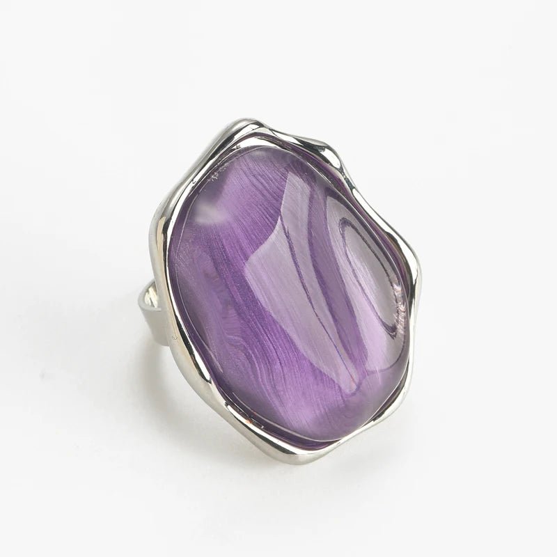 LoveEcho Crystal-Style Statement Ring, Silver-Tone
