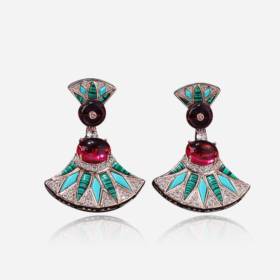 Midnight Gala Multicolor Crystal-Style Statement Earrings in Silver-Tone