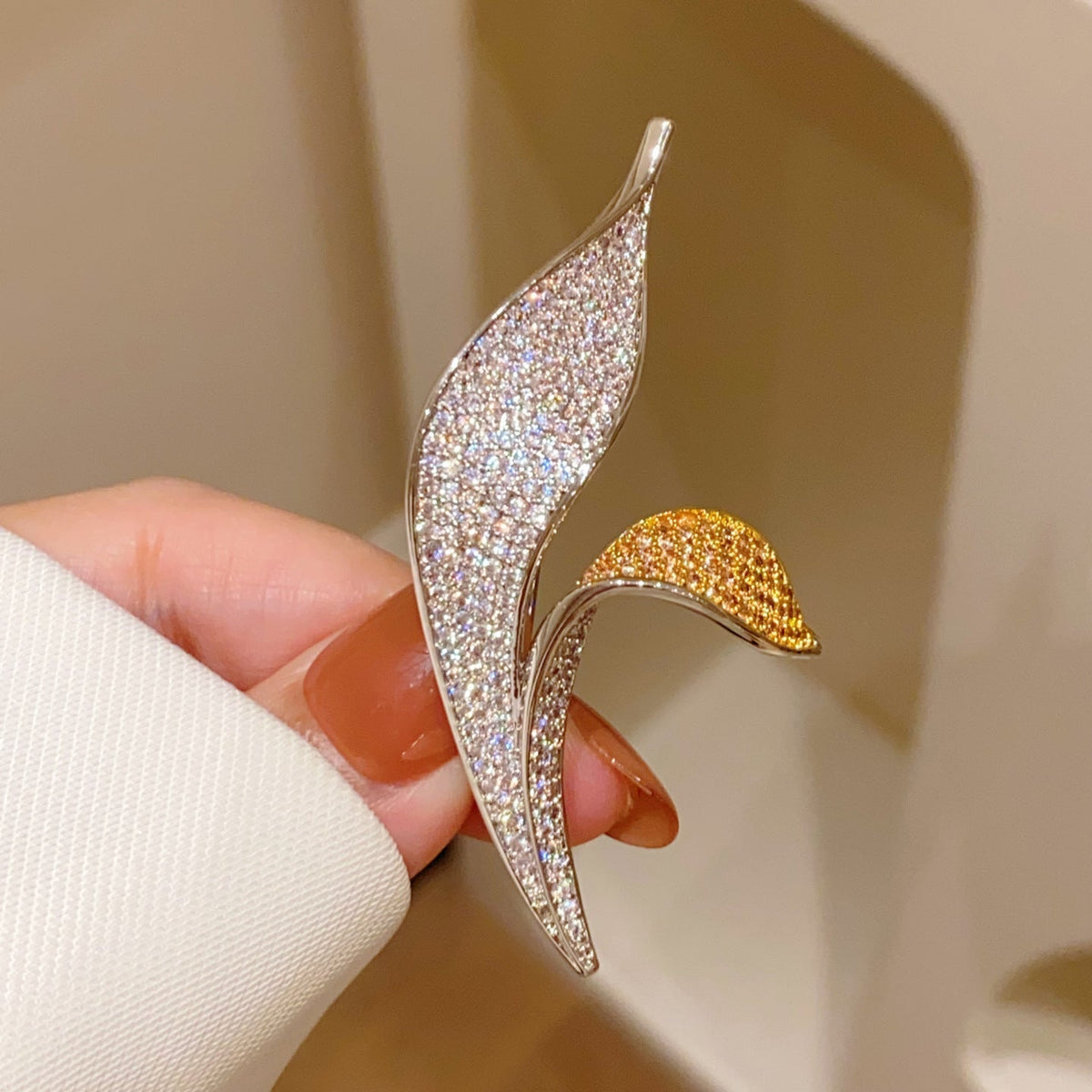 Moonlight Calla Crystal-Style Floral Brooch Pin