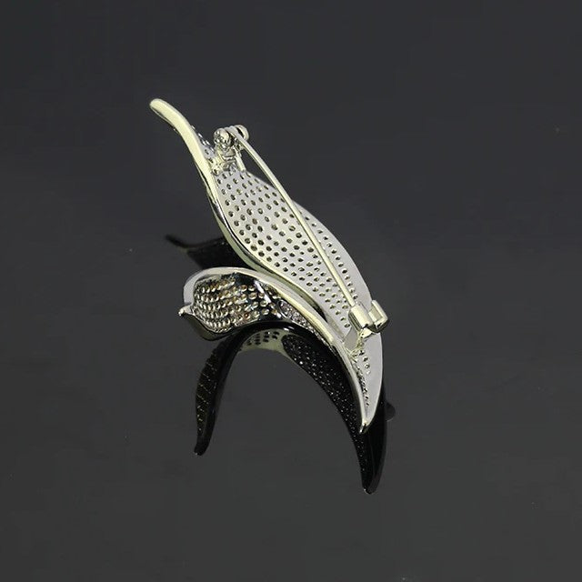 Moonlight Calla Crystal-Style Floral Brooch Pin
