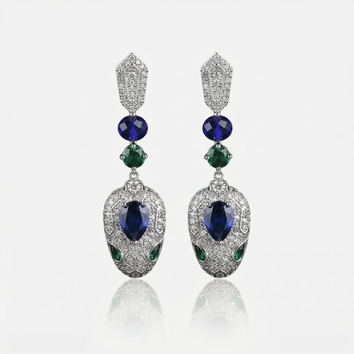 Mystic Serpent Crystal-Style Drop Statement Earrings