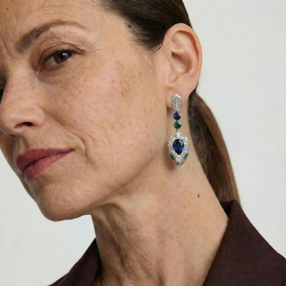 Mystic Serpent Crystal-Style Drop Statement Earrings