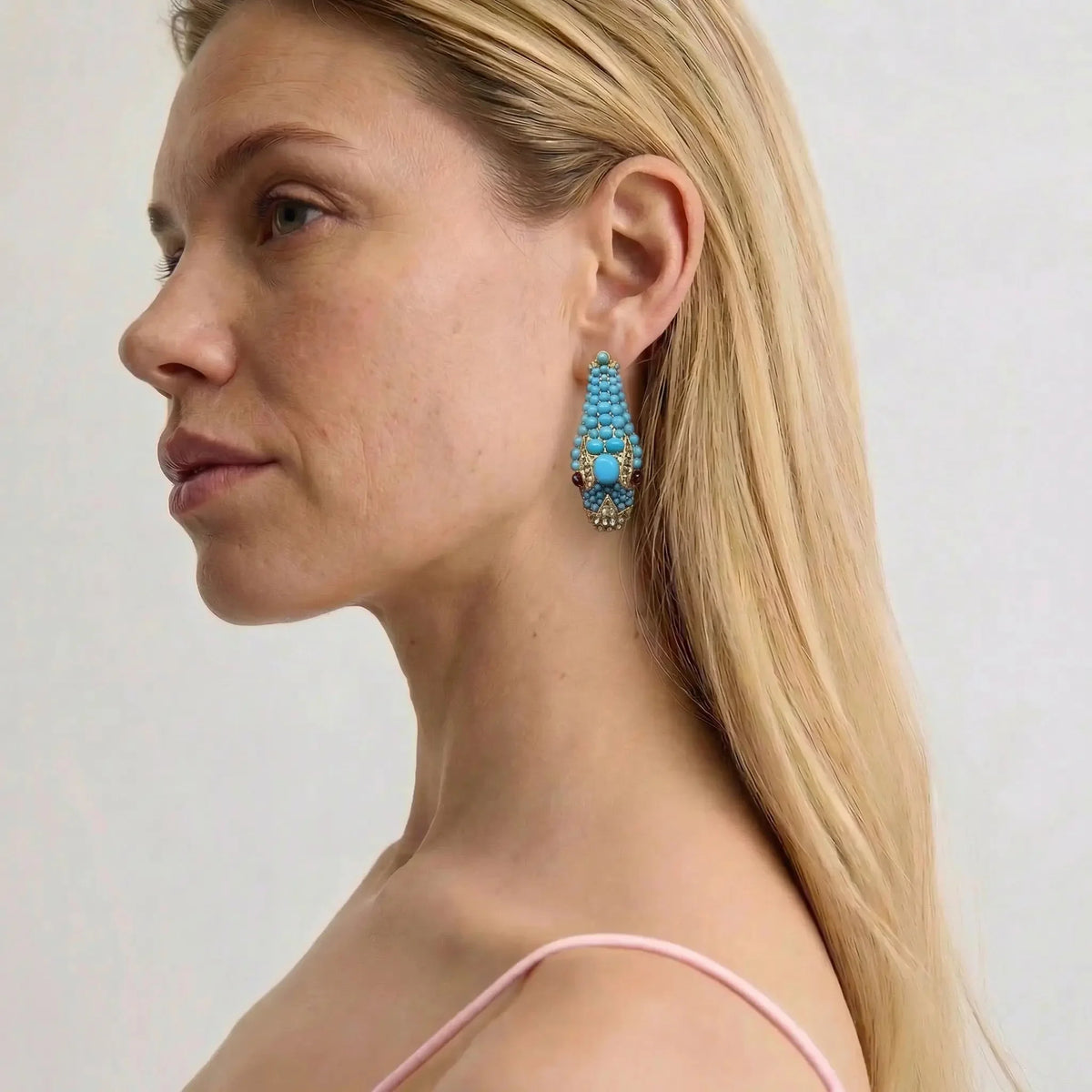 Nile Serpent Crystal-Style Beaded Statement Earrings